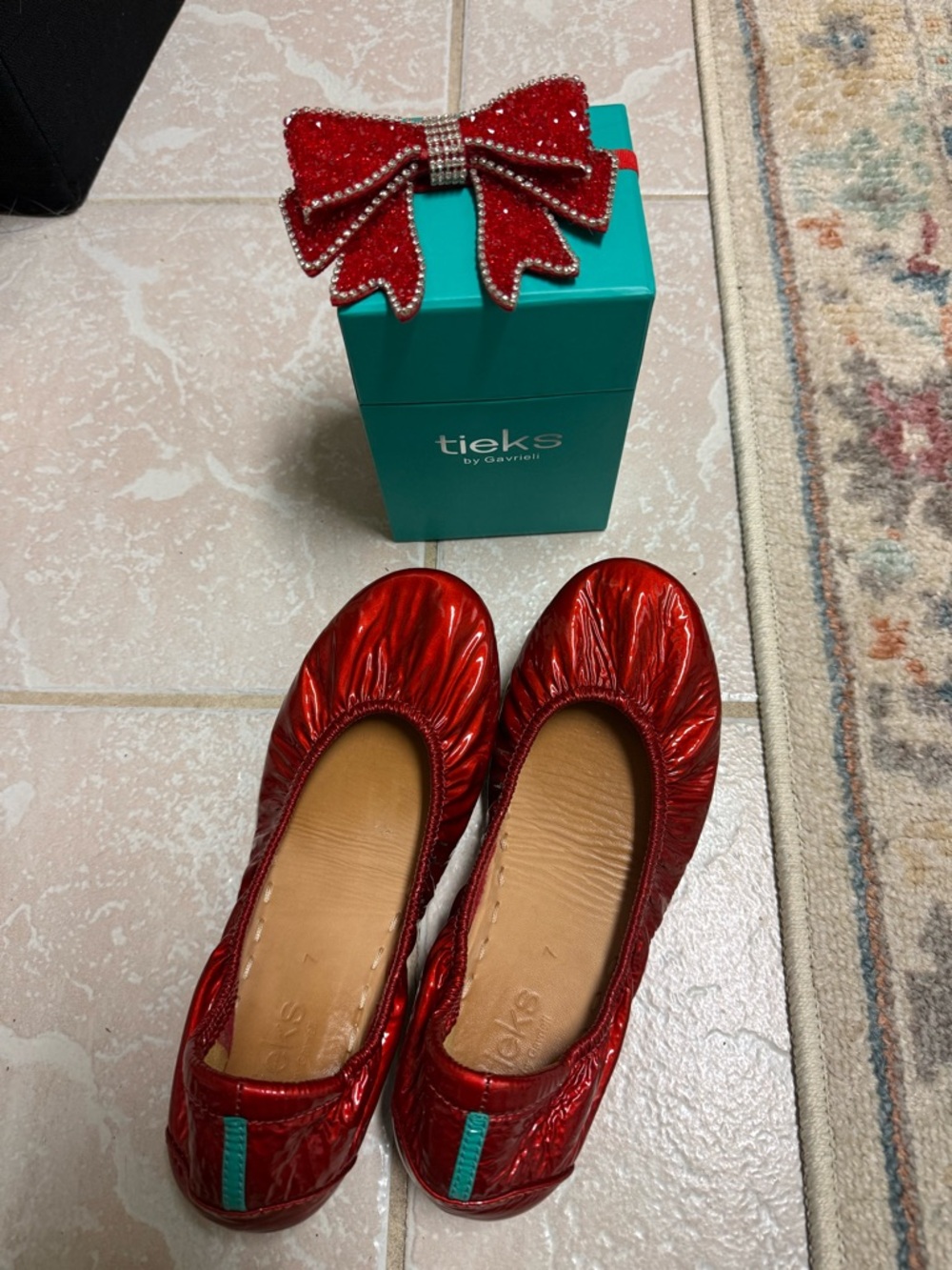 Tieks Women's  Red diamond Leather Ballet Flats